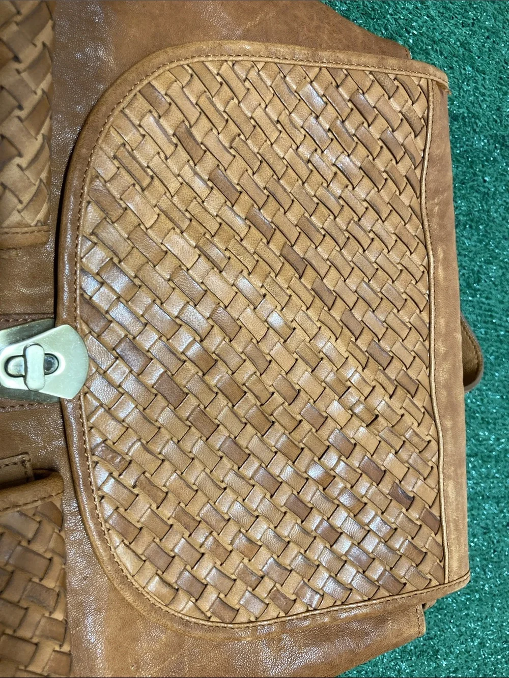 Anonimo Fiorentino Women's Woven Leather Backpack - Tan (OKPM-09-031)